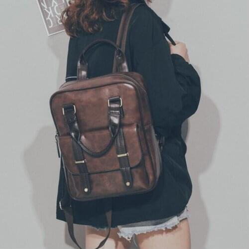 Vintage Backpack Women PU Backpacks Fashion Leather School Backpack Bags for Teengers Girls Large Capacity Mochila Shoulder Bags