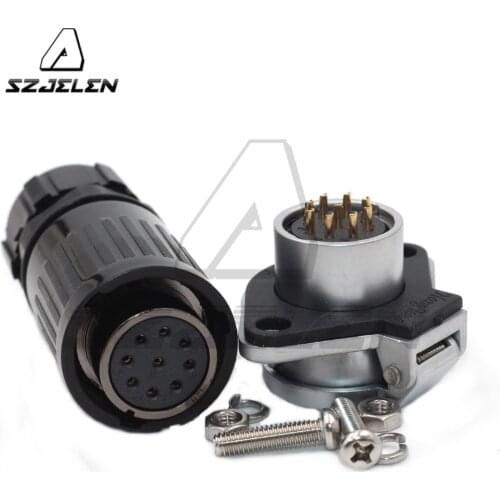 HP20 series, 9 pin Waterproof and dustproof connectors, Automotive Connectors Outdoor power panel mounting connector