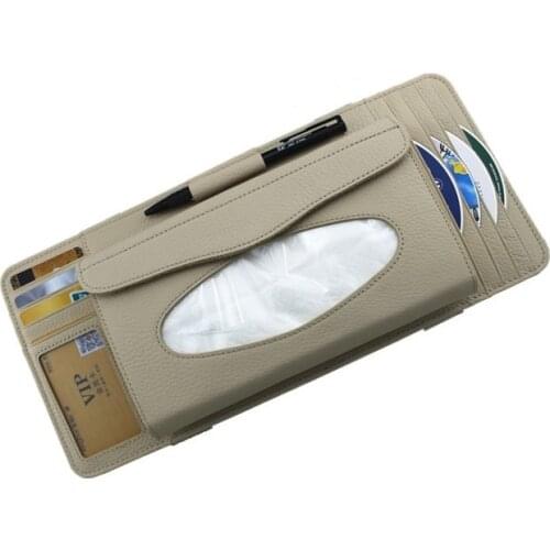 High-Class Car DVD Sun Visor Leather CD Storage Bags With Tissue Box Vehicle CD Box Set Car Door Visor Porta Caneta Organizador