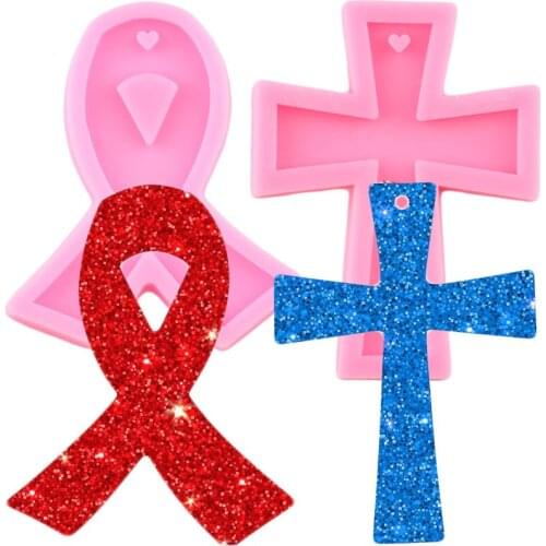 Ribbon Keychain Silicone Mold Crossed Keychains Epoxy Resin Molds DIY Craft Necklace Jewelry Pendant Polymer Clay Moulds