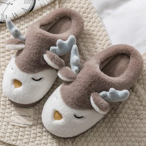 Winter House Fur Slippers Warm Cotton Shoes Cute Lovely Cartoon Dog Indoor Bedroom Women Men Ladies Lovers Couple Furry shoes