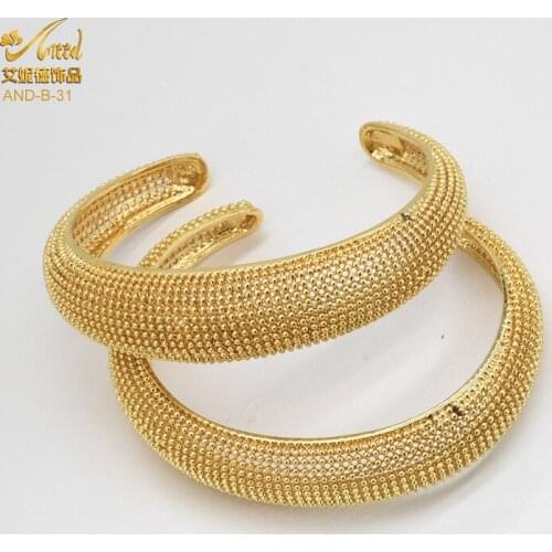 ANIID Gold Filled Bangles For Women Ring Bracelet Chain Dubai Luxury Arabic Jewelry African Charm Pure Egyptian Fashion Metal