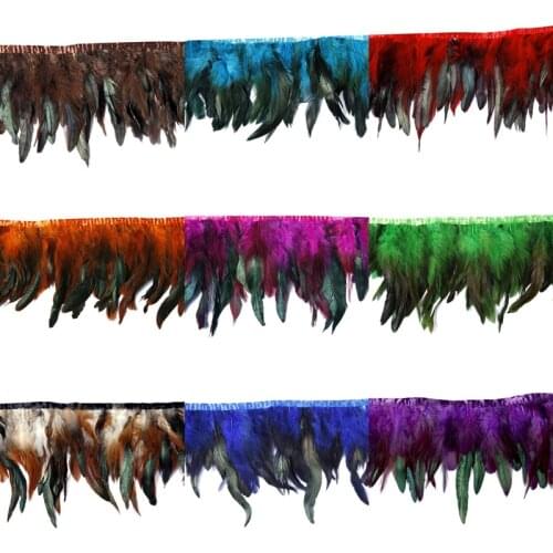 1 Meter Natural Rooster Feather Fringe Trim Feathers Ribbon Skirt Dress Costume/wedding Accessories Feathers for Crafts Plumes