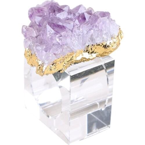 1PC Napkin Ring With Natural Amethyst Stones High Grade Wedding Event Party Decoration Crafts Napkin Holder Party Glass Ring