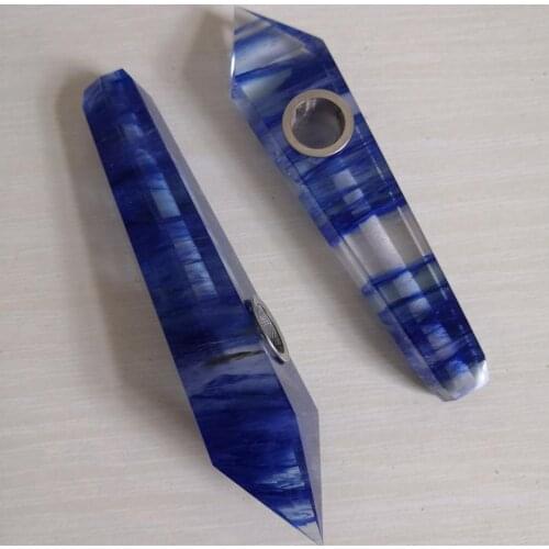 1pc Blue Smelted Crystal Smoking Pipe Hand Polished crystal point Home Decoration Christmas gifts