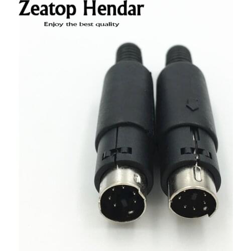 10Pcs Mini 6 Pin Din Male Plug With Plastic Handle Adapter Soldering Cables DIY Connector