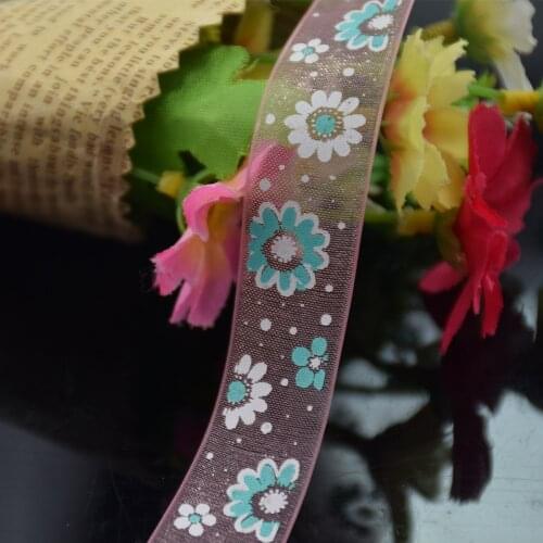 16mm width, flower printed ribbons Polyester Grosgrain ribbon, lace satin ribbons DIY hairbow accessories, gift package #3453