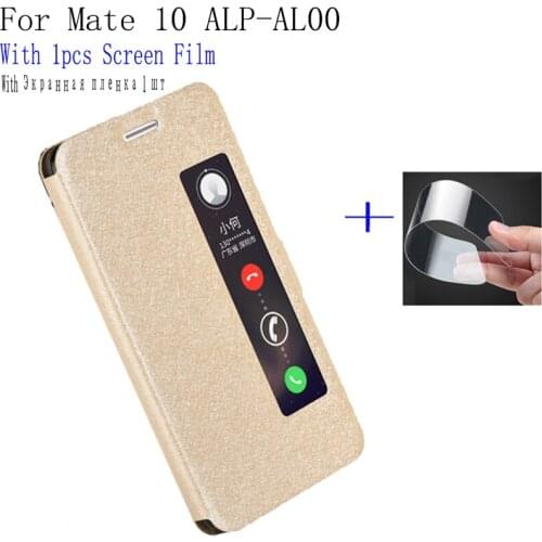 2pcs For Huawei Mate10 case phone cover View Window PU Leather shell For Huawei Mate 10 Flip case ALP-AL00 back cover case skin