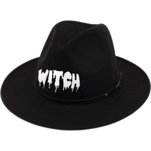 2021autumn and winter new British style Halloween flat brim top hat jazz hat Womens fedoras Mens panama fashion black designer