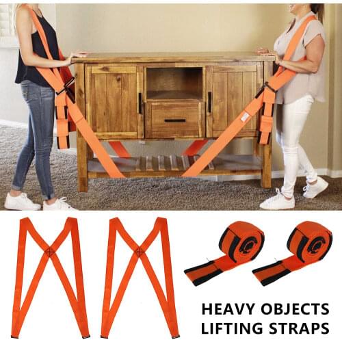 4pcNew Useful Lifting Moving Strap Furniture Transport Belt In Shoulder Straps Team Straps Mover Easier Conveying Storage Orange