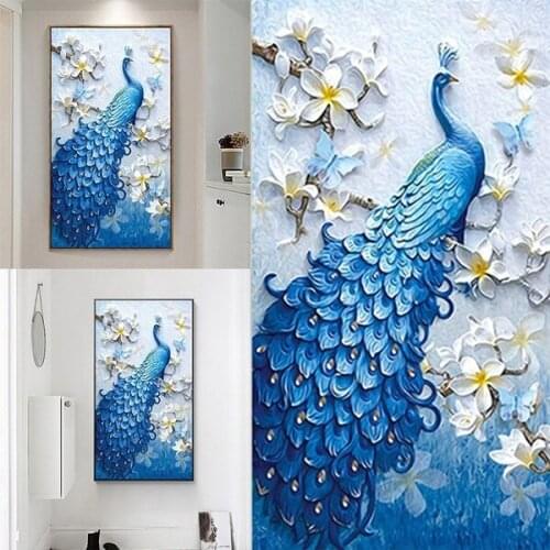 5D Peacock Diamond Painting DIY Embroidery Full Rhinestone Cross Stitch Painting Home Hotel Decoration Art Mosaic Decor
