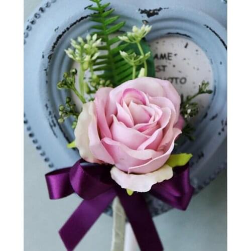 6Pcs New DIY corsage flower Free shipping bride groom bridesmaids corsage brooch hand wrist flower wedding photography props