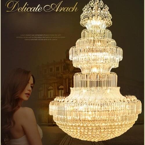 American Crystal Chandelier Lights Fixture LED Modern European Chandelier Big Hotel Hall Home Indoor Lighting Dia80cm / 100cm