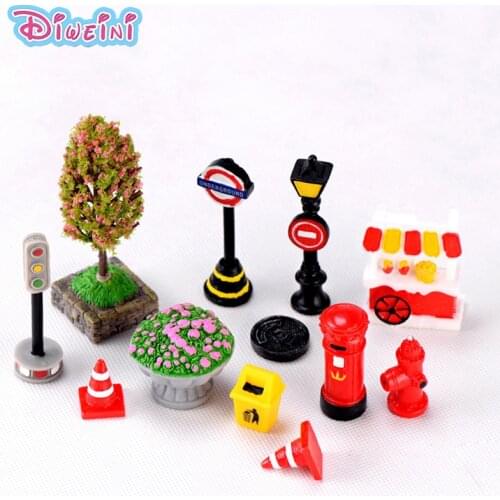 American Street mark road Sign model Traffic Light action Figure Miniature Figurine Fairy home Garden Decoration baby toy gift