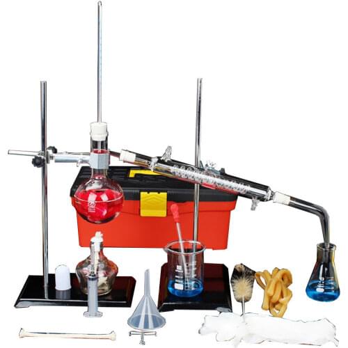 28pcs/Set New 250ml Lab Essential Oil Distillation Apparatus Water Distiller Purifier Glassware Kits w/Condenser Pipe