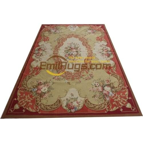 Aubusson needlepoint rugs Hand-stitched Floral Needled Blanket Wool Knitting Big For Living Room Handwoven Wool