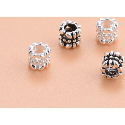 10pcs 925 sterling silver hollow beads loose beads handmade DIY beaded material making bracelet jewelry accessories