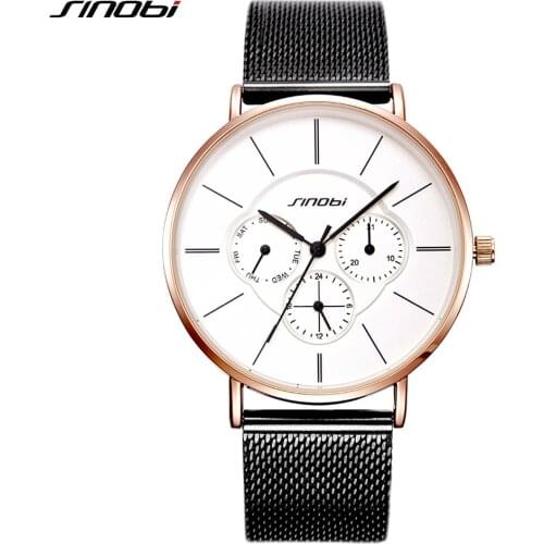 SINOBI Luxury Quartz Wristwatches Ladies Dress Business Watches Womens Date Week Display Multifunction Watch Zegarki Damskie