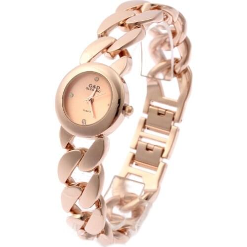 G&D Rose Gold Women Quartz Wristwatches Stainless Steel Top Brand Luxury Bracelet Watches Reloj Mujer Gifts Relogio Feminino