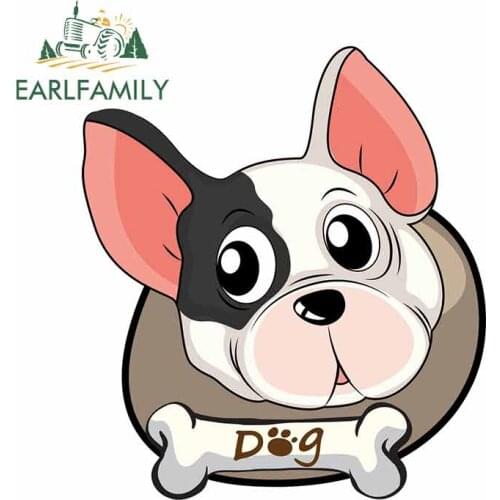 EARLFAMILY 13cm x 11.6cm Cute Bulldog Car Stickers Graffiti Decal Car Accessories Rear Windshield Waterproof Graphic