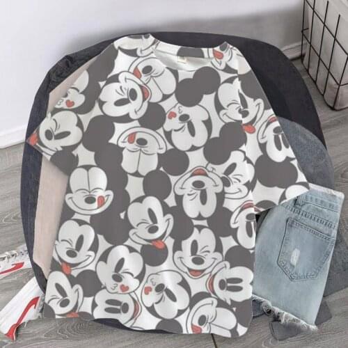 Disney Cartoon Mickey Print T-shirt Top Summer Casual Oversized Womens Harajuku Short Sleeve White Womens Best T-shirt