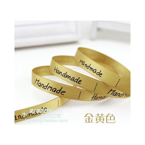 Hot Sale 3/8''(10mm)Golden printed grosgrain ribbon colored romantic ribbon gift wrap ribbons decoration Sewing Fabric Hand DIY
