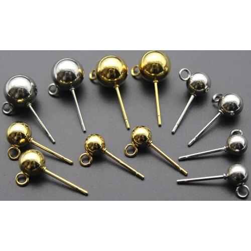 20pc Hypoallergenic 316 Stainless Steel Ball Beads Head Stud Earring Pins DIY Nails Ear Stud for Jewelry Making Finding 3 4 6 mm