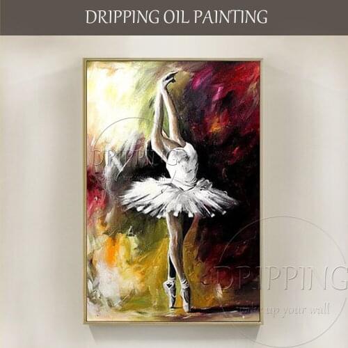 Artist Pure Hand-painted High Quality Abstract Ballerina Oil Painting on Canvas Beautiful Ballerina Dancing Picture Painting Oil