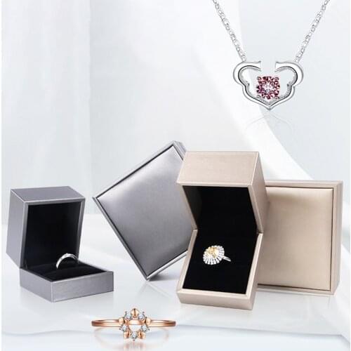 Faux Leather Pendant Ring Display Box Bracelet Necklace Jewelry Storage Case Present Gift Packaging Boxes For Jewellry Wrap