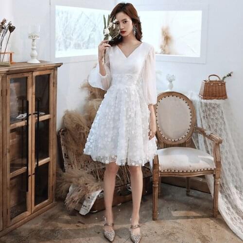 Cocktail Dress Elegant V- Neck Grils Party Dresses Beading Applique Knee-Length Robe De Soiree qipao cheongsam