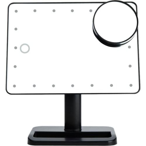 Cosmetic Square Vanity Desk Stand Makeup Mirror ABS Rotatable with a 10X Magnifying Sucker Mirror