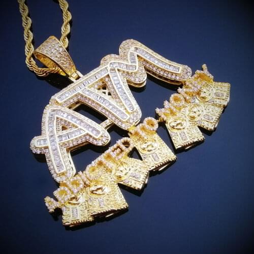 Iced Out Letters ATM Addicted To Money Pendant Necklaces 2 Colors AAA Zircon Mens Hip Hop Jewelry Gifts
