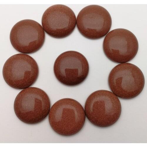 Fashion 25mm round cab cabochon gold sand stone no hole Wholesale 12pcs for DIY jewelry making free shipping