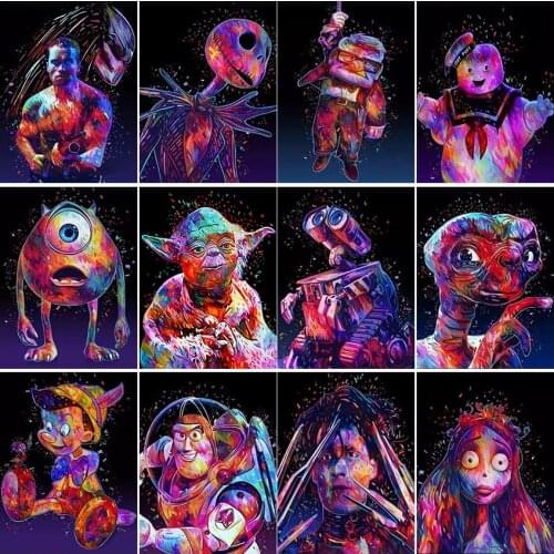 Full square cuadros embroidery Cross stitch dirll drawing mosaic Cartoon color animal robot 5d diamond painting kit set complet