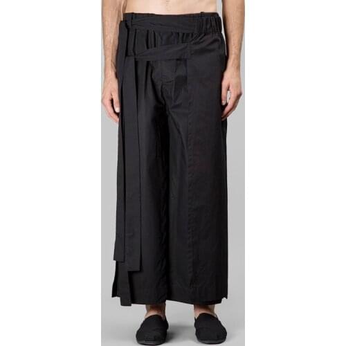 Customizable NEW mens Hair stylist fashion multi-layer deconstruction design men trousers nine loose pants plus size costumes