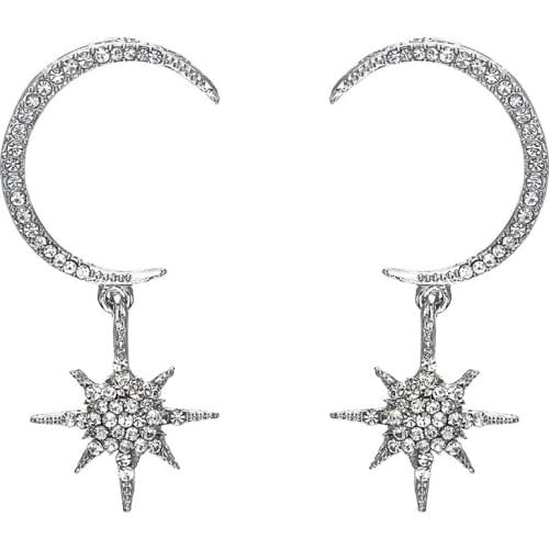 2020 New Fashion Star Moon Rhinestone Dangel Earrings Bohemia Vintage Trendy Drop Earrings for Women Girls Jewelry