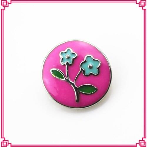 New arrive 10pcs/lot dark pink flower snap button metal snap buttons bracelet charms for 18mm snap bangle diy jewelry
