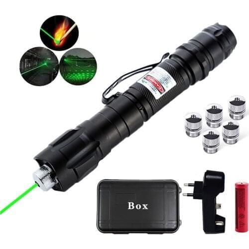 Hunting High Power 5mw Green Laser Adjustable Focus Burning Red Lasers Pointer Pen 532nm 650nm 10000 Meters with Battery Charger
