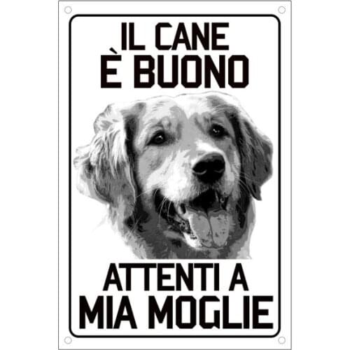 Vintage Pet Golden Retriever Dog Is Good Careful Metal Tin Sign 8x12 Inch Retro Home Bar Pub Outdoor Garden Wall Decor