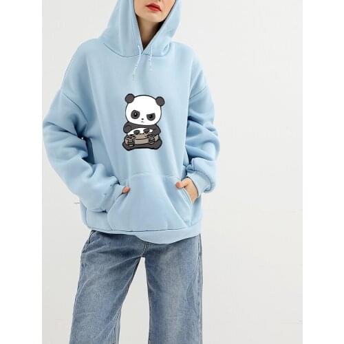 Cute Panda Print Hoodies Womens Sweatshirt Warm Vintage Harajuku Warm Pullover for Women Fashion Korean Style Hoodie Female