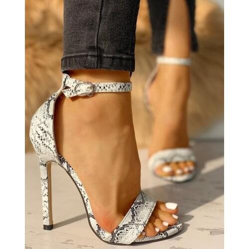 Snake Print Summer Luxury High Heels New Women Pumps Comfort Party Female Peep Toe Gladiator Rome Leisure Shoes Sandals