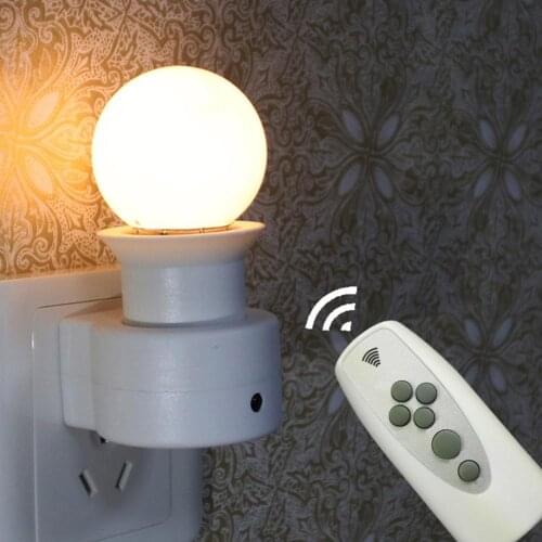Intelligent LED Remote Control Lights Bedroom Bedside Lamp Wall Socket Plug Night Light+Switch Time Setting Three modes Dimming
