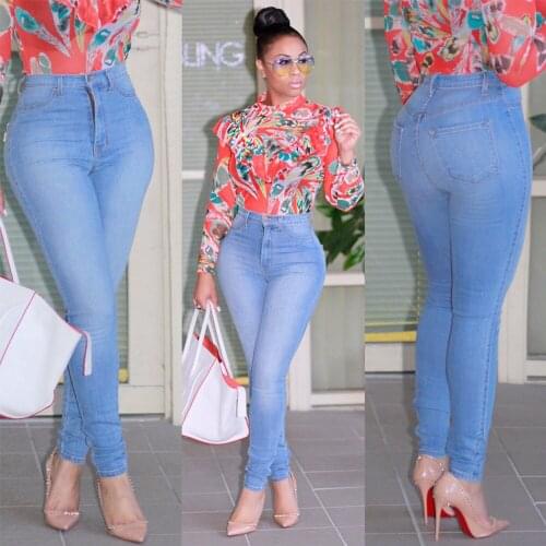 Spring 2021 Skinny High Waist Jeans Woman Sexy Push Up Slim Denim Pencil Pants Female Casual High Elasticity Plus Size Jeans
