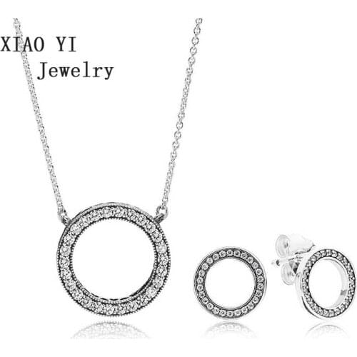 XIAOYI jewelry 2020 new 100% s925 Forever Necklace and Earring romantic fashion gift Set clearfit jewelry A Set for girlfriend