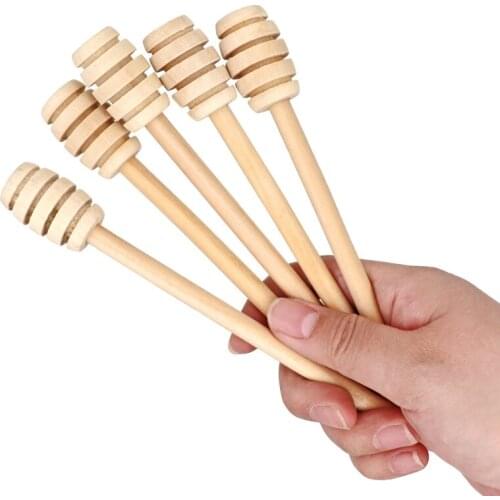 10Pcs/Lot 15.8cm Long Handle Wood Honey Stir Bar Practical Honey Mixing Stick Jar Spoon Supplies For Coffee Milk Tea Kitchen