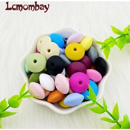 15mm Pearl Lentil Beads Baby Teether Teething Toy 100pcs BPA Free Silicone Pacifier chain Clip Jewelry Necklace Making DIY
