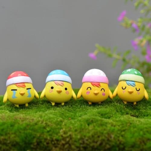 4PCS Nightcap Chick Miniature Fairy Garden Decoration Houses Mini Craft Micro Landscaping Decor Home Decoration DIY Accessories