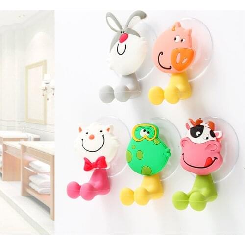 5 Pcs / Lot Cute Cartoon Animal Sucker Toothbrush Holder / Suction Hooks Hot sale Free Shipping CM-HD0087