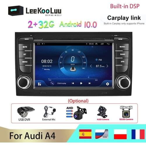 LeeKooLuu Android 10.0 2din Car Radio RDS 7" GPS Multimedia Video Player For Audi A4 B8 B7 B6 S4 RS4 B7 SEAT with DSP Carplay
