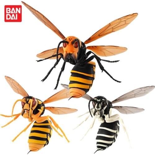 Bandai Genuine Gashapon Toys Simulated Biological Model Insect Hornet Black and White Wasp Action Figure Model Ornaments